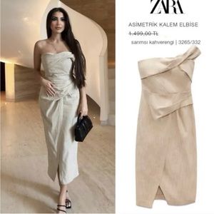 NWT ZARA ASYMMETRICAL SLIP DRESS TAUPE BROWN - REF. 3265/332/193/014